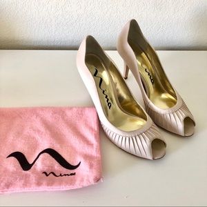 ❌SOLD❌ Nina Champagne Satin Peep Toe Heel